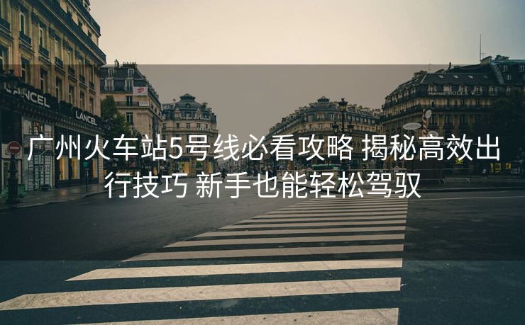 廣州火車站5號線必看攻略 揭秘高效出行技巧 新手也能輕松駕馭