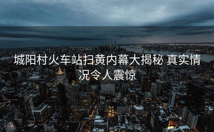 城陽村火車站掃黃內(nèi)幕大揭秘 真實(shí)情況令人震驚