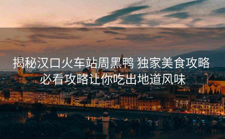 揭秘漢口火車站周黑鴨 獨(dú)家美食攻略 必看攻略讓你吃出地道風(fēng)味
