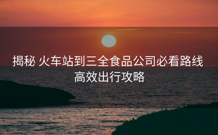 揭秘 火車(chē)站到三全食品公司必看路線(xiàn) 高效出行攻略