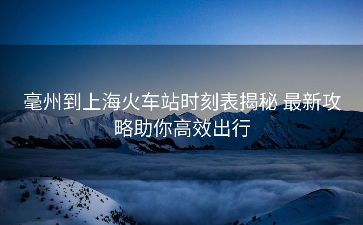 毫州到上海火車站時(shí)刻表揭秘 最新攻略助你高效出行