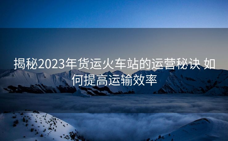 揭秘2023年貨運(yùn)火車(chē)站的運(yùn)營(yíng)秘訣 如何提高運(yùn)輸效率