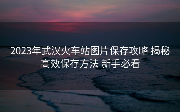 2023年武漢火車站圖片保存攻略 揭秘高效保存方法 新手必看