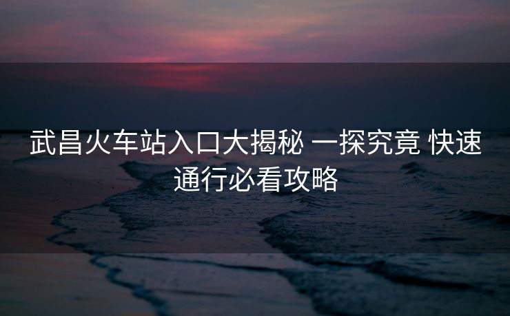 武昌火車站入口大揭秘 一探究竟 快速通行必看攻略